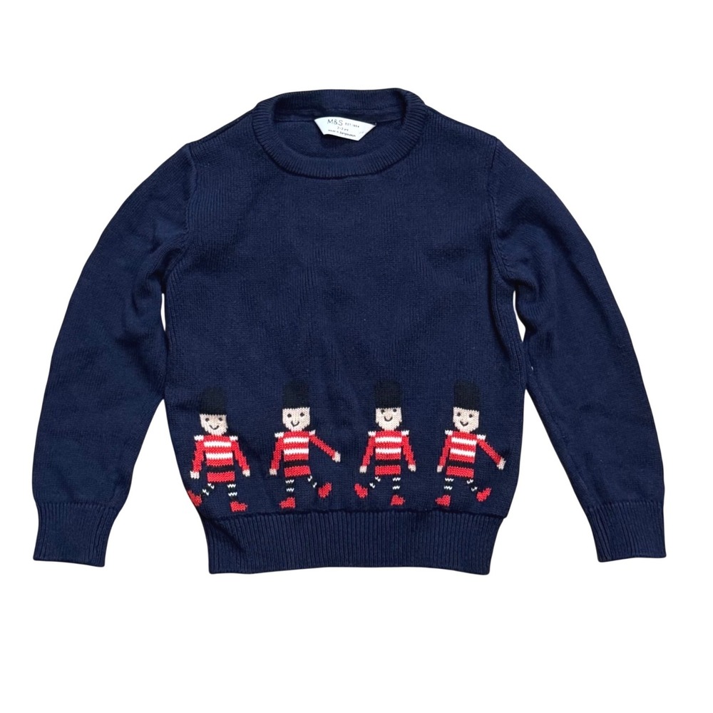 Navy Blue Soldier Knit Sweater Jumper Size 2T Marks & Spencer Kids Blokecore - Picture 1 of 7